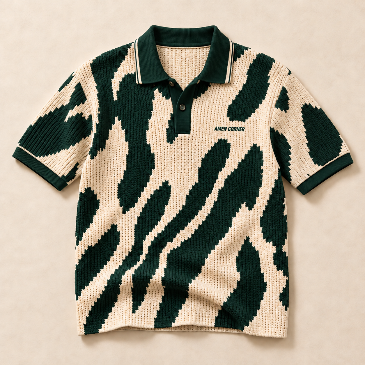Heritage Knit Polo Green / Ivory, product view