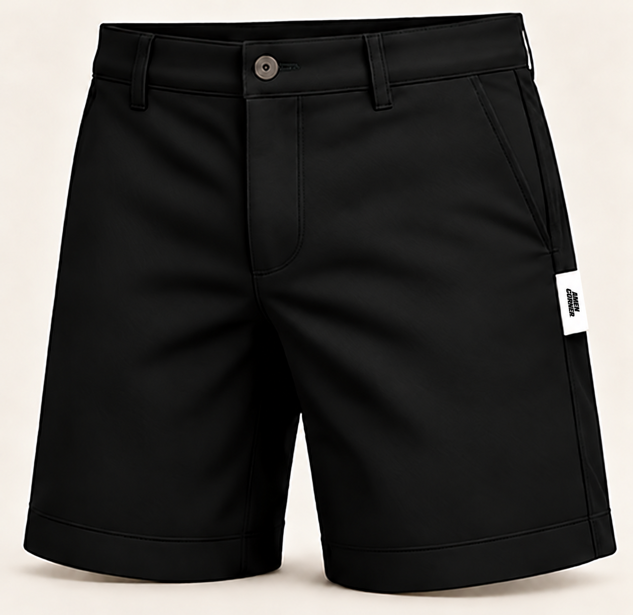 Black tailored golf shorts